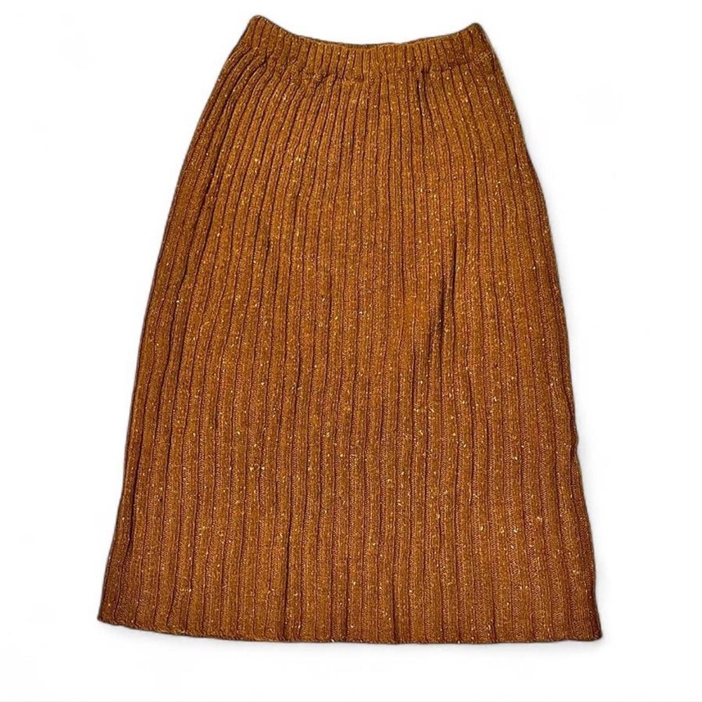70s vintage Casual Corner Warm Brown Midi Skirt - Picture 2 of 4